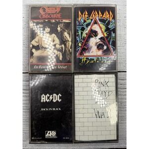Classic Rock Cassette Tape Lot AC/DC Def Leppard Ozzy Osbourne Pink Floyd 4 Pack